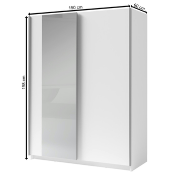 Šatní skříň se zrcadlem  SPLIT bílá, šířka 150 cm 4
