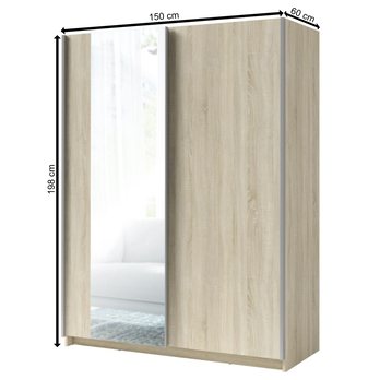 Šatní skříň se zrcadlem  SPLIT dub sonoma, šířka 150 cm 4