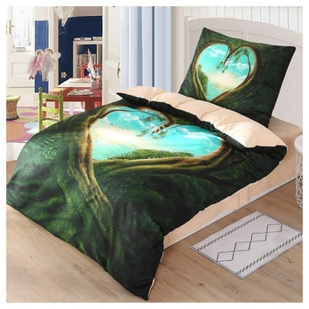 Povlečení 3D SRDCE zelená, 70x90 a 140x200 cm 1