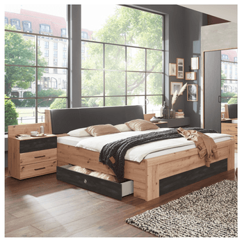 Postel s nočními stolky STACIE grafit/dub artisan, 180x200 cm 1