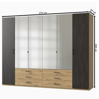 Šatní skříň STACIE grafit/dub artisan 4