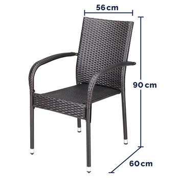 Zahradní židle STACK hnědá, set 4 ks 5