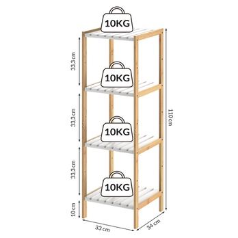 Regál  STANDING 3 bambus/bílá 3