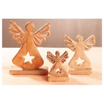 Dekorace anděl STAR dřevo, výška 12 cm 1