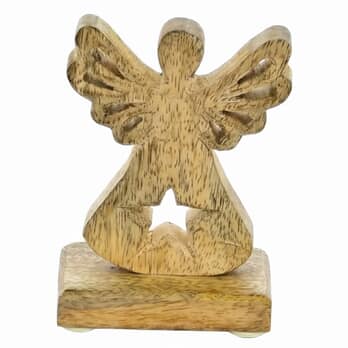 Dekorace anděl STAR dřevo, výška 12 cm 2