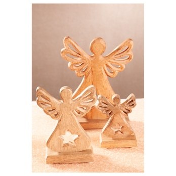 Dekorace anděl STAR dřevo, výška 17 cm 1