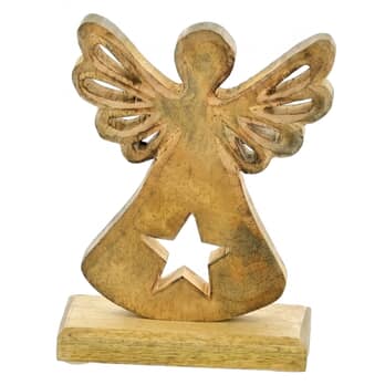 Dekorace anděl STAR dřevo, výška 17 cm 2