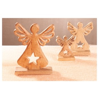 Dekorace anděl STAR dřevo, výška 22 cm 1