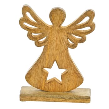 Dekorace anděl STAR dřevo, výška 22 cm 2