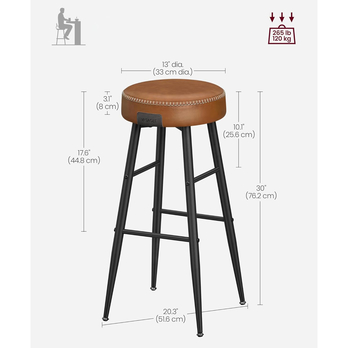 Barová židle STITCH hnědá, set 2 ks 6