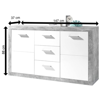 Komoda STONE 2 beton/bílá 3