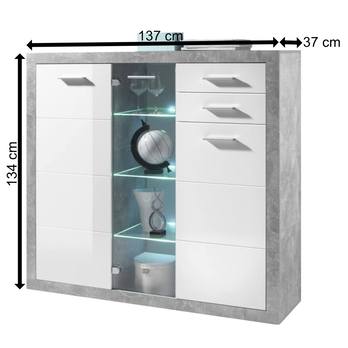 Komoda s LED osvětlením  STONE 3 beton/bílá 3