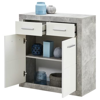 Komoda STONE 5 beton/bílá 5