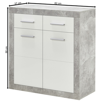 Komoda STONE 5 beton/bílá 11