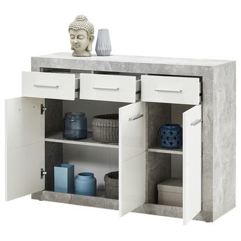 Komoda STONE 7 beton/bílá 2