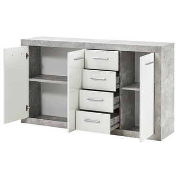 Komoda STONE 9 beton/bílá 1