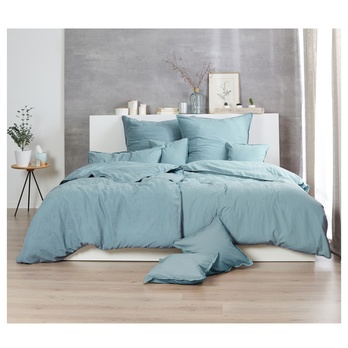 Povlečení STONEWASHED šedozelená, 2 ks 80x80 a 200x200 cm 1