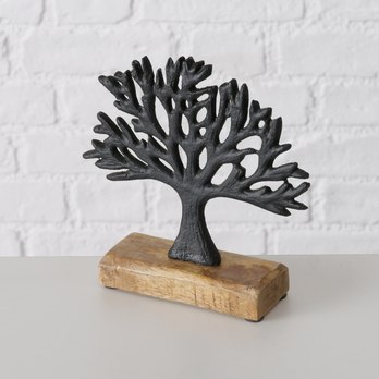 Dekorace STROM LAPU mango/hliník, výška 28 cm 1