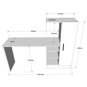Pracovní stůl STUDY borovice/bílá 5