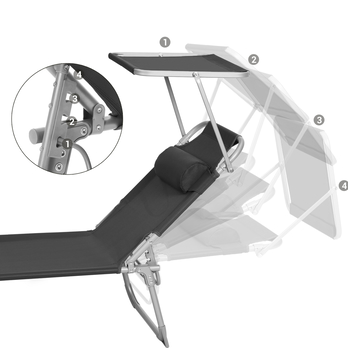 Zahradní lehátko SUNSET černá 2