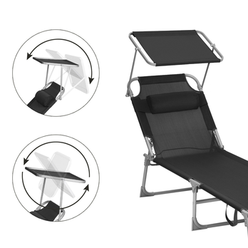 Zahradní lehátko SUNSET černá 3