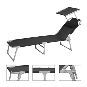 Zahradní lehátko SUNSET černá 4