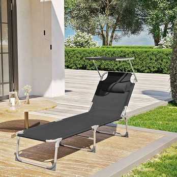 Zahradní lehátko SUNSET černá 6