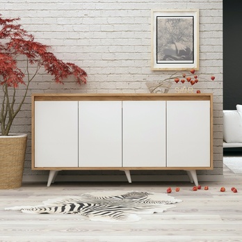 Komoda SUVERA bílá/dub, šířka 140 cm 1