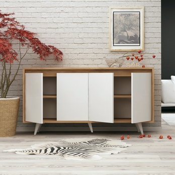 Komoda SUVERA bílá/dub, šířka 140 cm 2