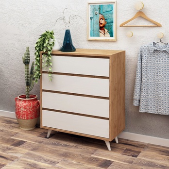 Komoda SUVERA bílá/dub, šířka 70 cm 1