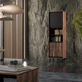 Vitrína SWANG W-1 ořech/černá 1