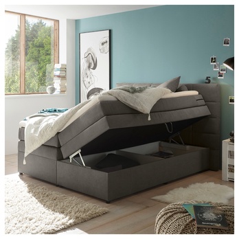 Postel boxspring TACOMA 3 tmavě šedá, 180x200 cm 1