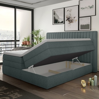 Postel boxspring TAIFA šedomodrá, 180x200 cm 2