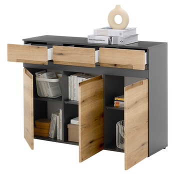 Komoda  TAYLOR 3 dub evoke/antracitová 2