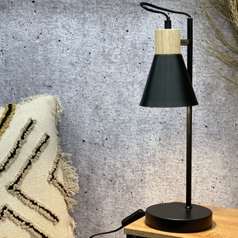 Stolní lampa TAYLOR černá/světlé dřevo 1