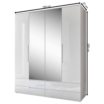 Šatní skříň TEAGAN 2 bílá/bílá vysoký lesk 6