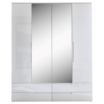 Šatní skříň TEAGAN 2 bílá/bílá vysoký lesk 4