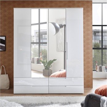 Šatní skříň TEAGAN 2 bílá/bílá vysoký lesk 5