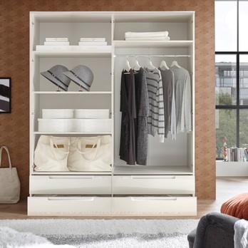 Šatní skříň TEAGAN 2 bílá/bílá vysoký lesk 2