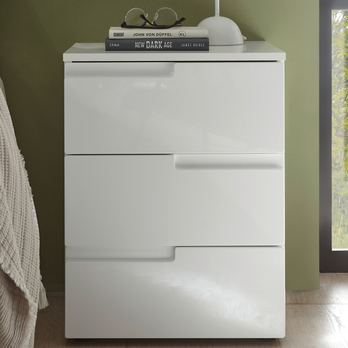 Noční stolek TEAGAN 4 bílá/bílá vysoký lesk 1