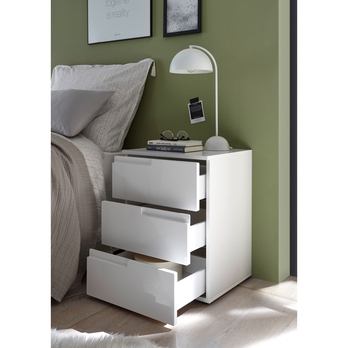 Noční stolek TEAGAN 4 bílá/bílá vysoký lesk 2