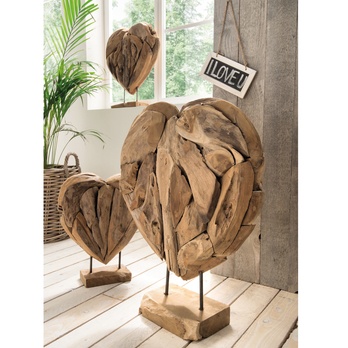 Dekorace srdce TEAK HERZ přírodní, výška 30 cm 1