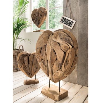 Dekorace srdce TEAK HERZ přírodní, výška 60 cm 1