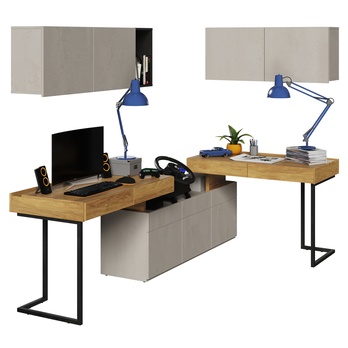 Studentská sestava  TEEN FLEX 10 silk flou/ořech hiroka/ocelová 2