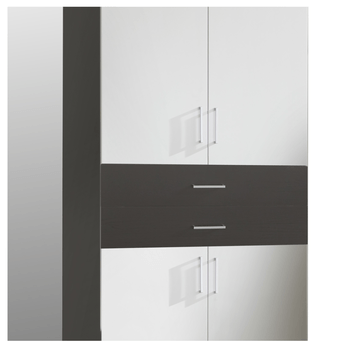 Šatní skříň se zrcadly TERENCE bílá/grafitová 3