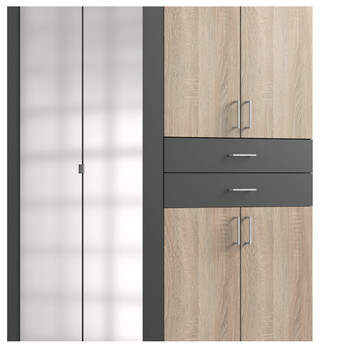 Šatní skříň se zrcadly TERENCE dub sonoma/grafitová 3
