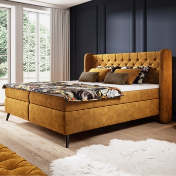 Postel boxspring TESHI oranžová, 180x200 cm 1