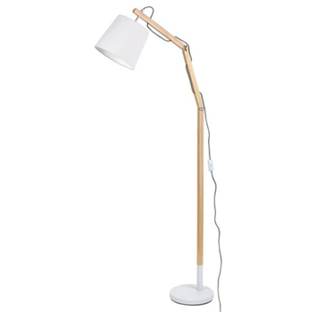 Stojací lampa THOMAS bílá/světlé dřevo 1