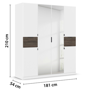 Šatní skříň TICAO II bílá/dub atlantic tmavý, šířka 181 cm 4