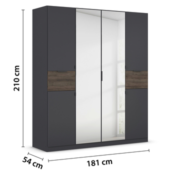 Šatní skříň TICAO II metalická šedá/dub atlantic tmavý, šířka 181 cm 4